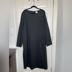 NWT Marina Rinaldi Plus Size 24 Jersey Knit Shift Dress in Charcoal Gray